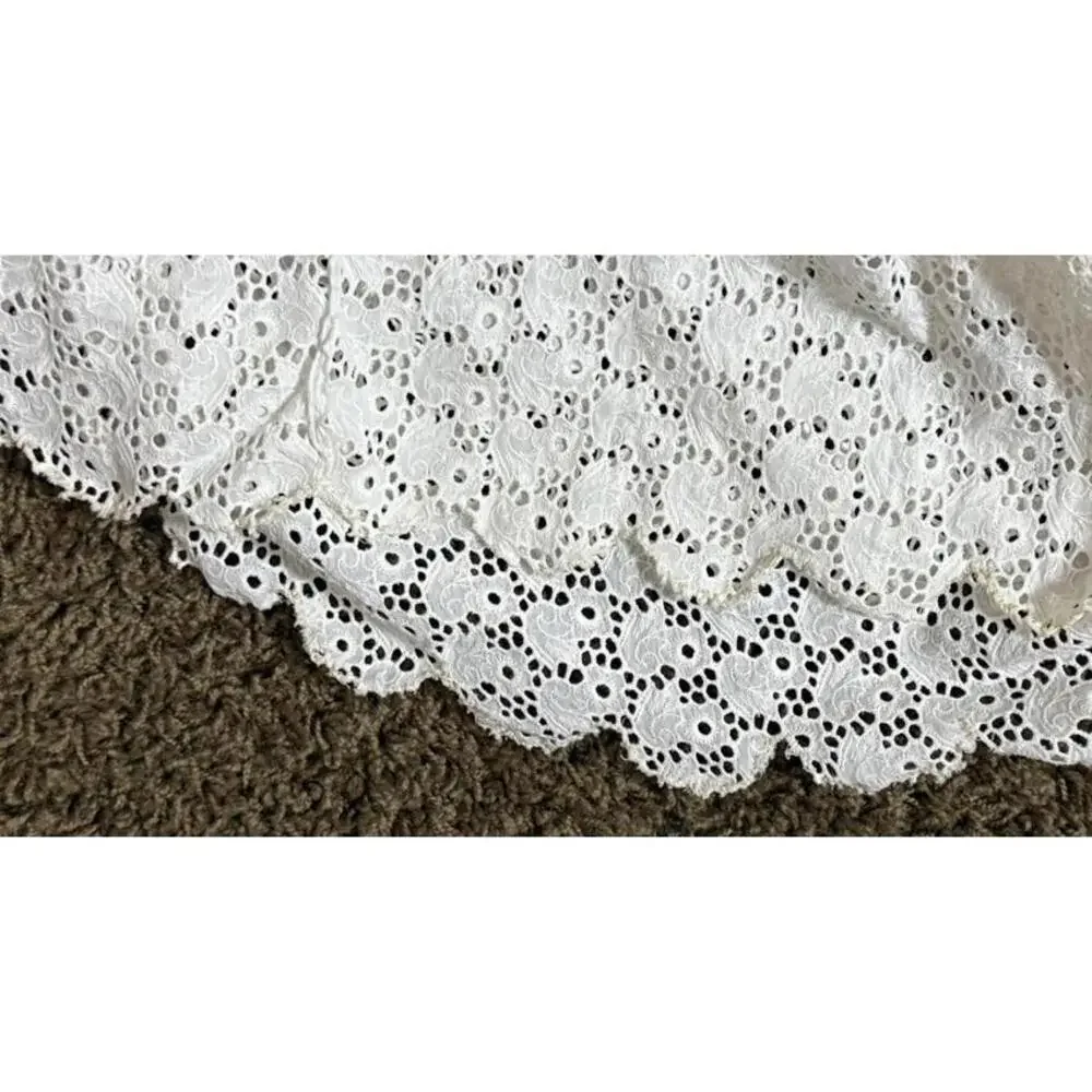 Rare 1970's White Cotton Eyelet Prairie Wedding Gown White Edwardian Style - Picture 10 of 10